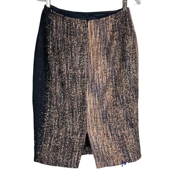Lafayette 148 NY Blamu Tweed Pencil Skirt Size 4 Tan Black Ombre Cascade Pattern - Picture 2 of 9